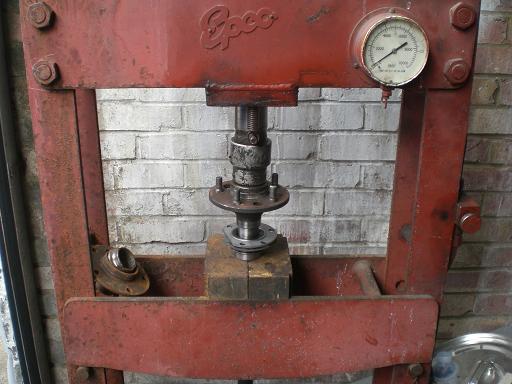 then it was into the press to press the new bearing on