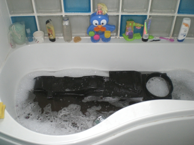 Heater box in the bath soaking.