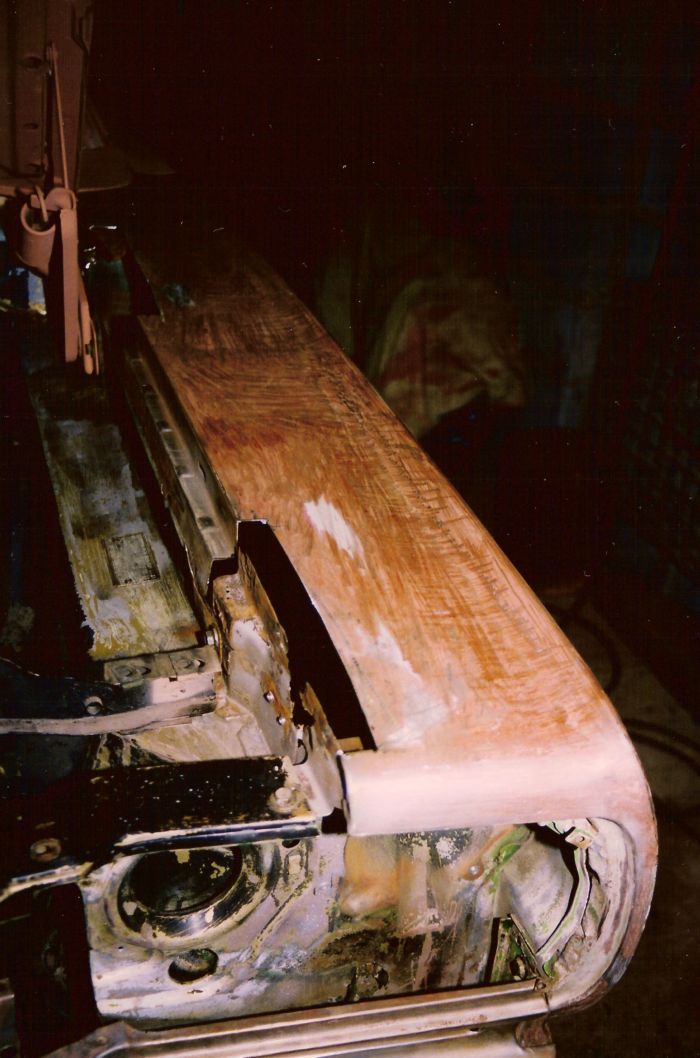 scabby areas cut out, to be replaced by hand made pieces