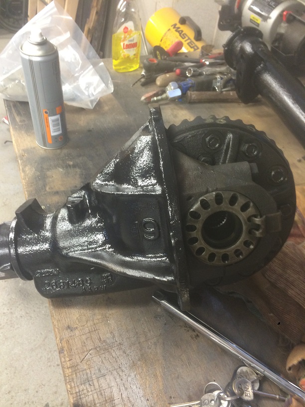 diff back from being checked, painted with two coats of rust inhibitor and black epoxy, ready to go back into the newly painted housing